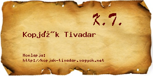 Kopják Tivadar névjegykártya